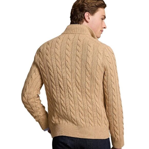 Polo Ralph Lauren Men's 1/4 Zip Cable Knit Pullover Sweater Brown Size 4XB NWT - Picture 2 of 6